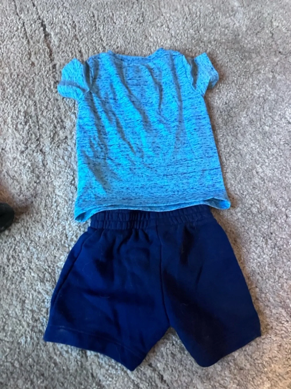 Nike infant top and bottom set. Blue Heather Tee with Navy shorts